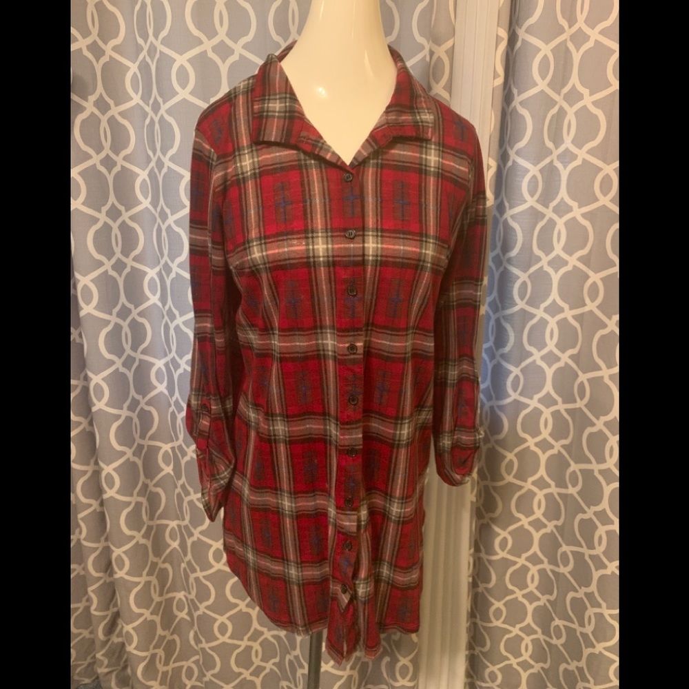 Button down flannel tunic style
